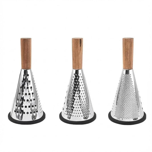 3 Sided Stainless Steel Grater With Wooden Handle